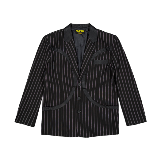 25SS-12(1912512) Full of Ssun Circle Leather Patch Blazer Stripe Black