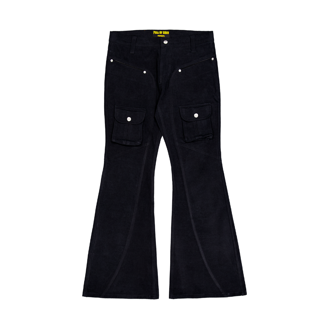 풀오브썬 커브드 카고 플레어 팬츠 블랙(Full of Ssun Curved Cargo Flare Pants Black)