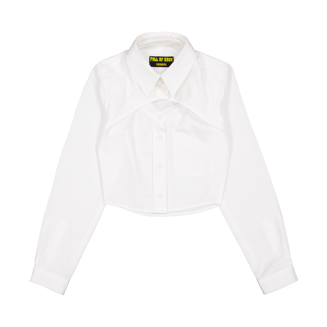 풀오브썬 크롭 더블 카라 셔츠 화이트(Full of Ssun Crop Double Collar Shirts White)