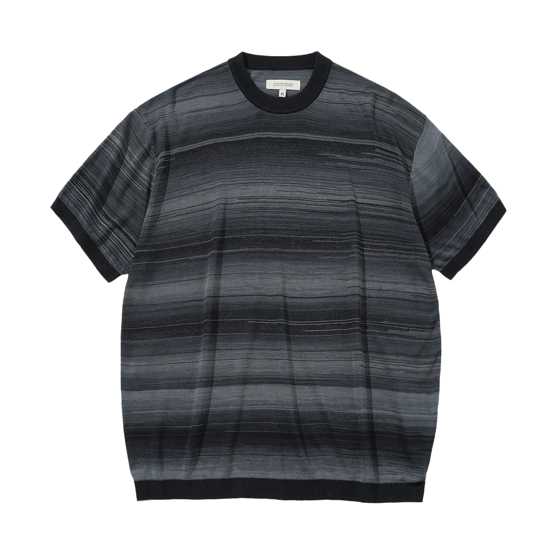 유니폼브릿지 스트라이프 썸머 크루넥 니트 블랙