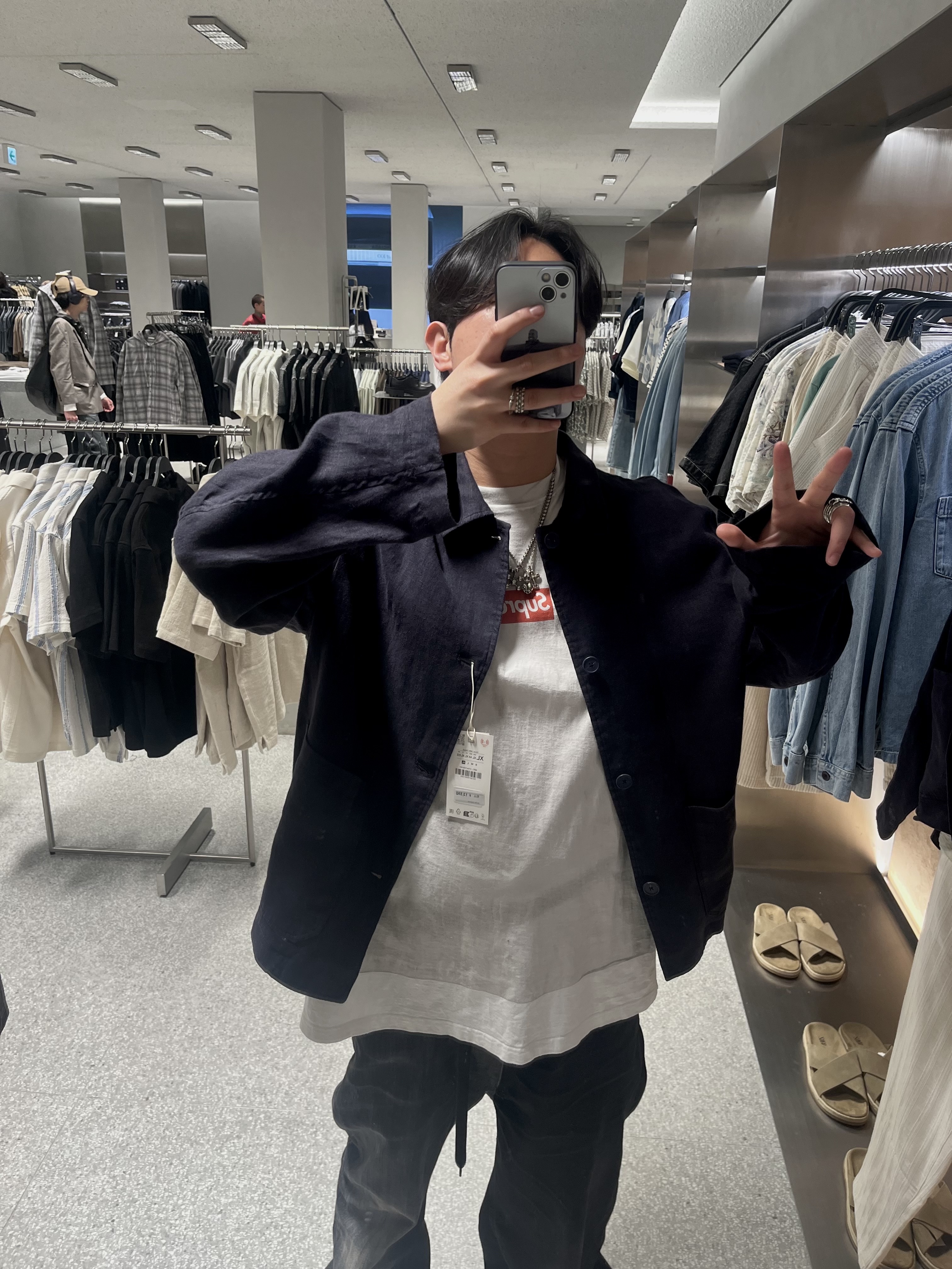 Supreme x MM6 Maison Margiela Box Logo T-Shirt White - 24SS 착용 스타일