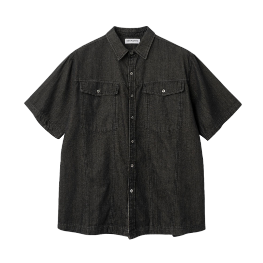 ML328BK Millo Archive Two Pocket Denim Half Shirts Black