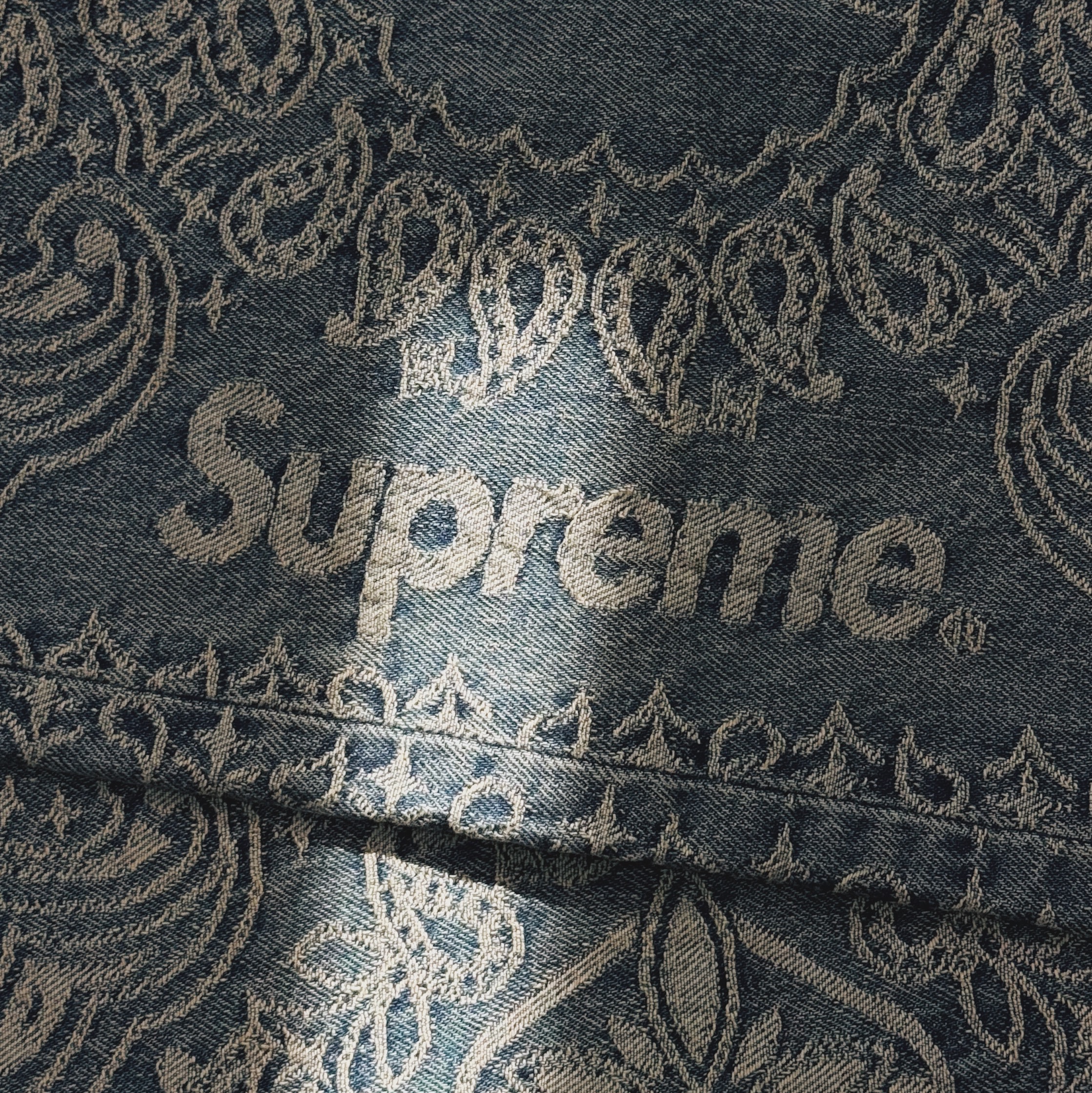Supreme Bandana Jacquard Baggy Jean Blue - 25SS 착용 스타일 - 1