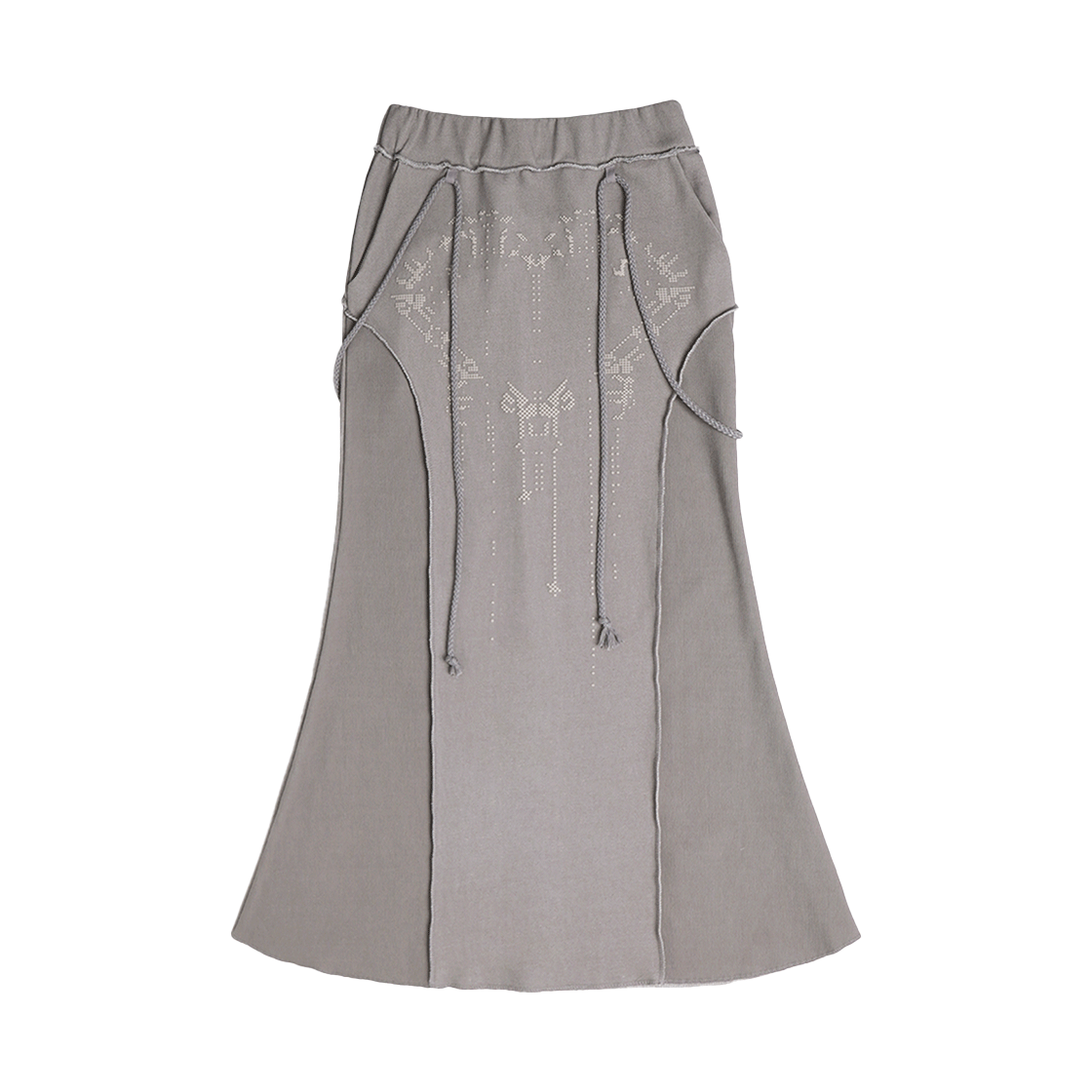 【OJOS】24FW★ Graphic Mermaid Maxi Skirt 오호스 그래픽 머메이드 맥시 스커트 그레이 | OJOS | KREAM
