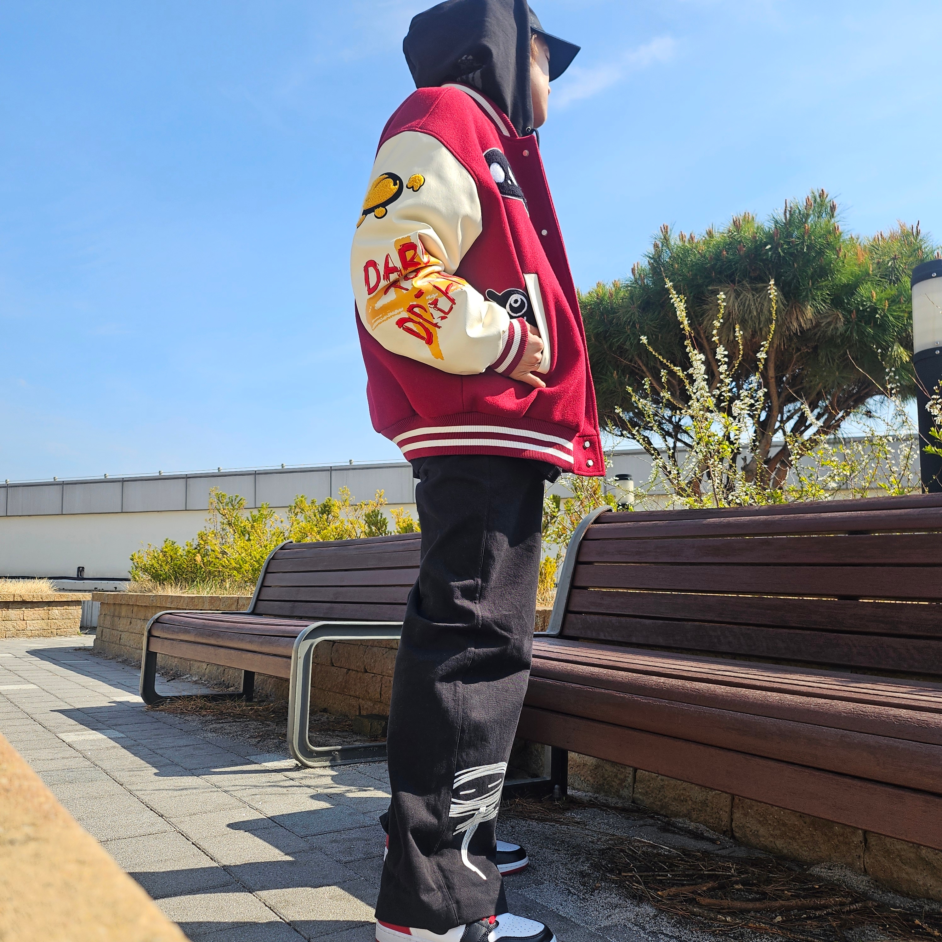 Jordan 1 Retro Low OG Black Toe, Gucci Ghost Ring Silver 9mm 착용 스타일 - 3