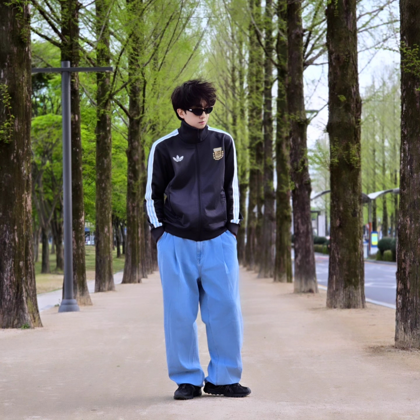 Adidas Argentina Beckenbauer Track Top Utility Black - KR Sizing, Adidas Argentina Beckenbauer Track Top Utility Black - US Sizing 착용 스타일 - 3