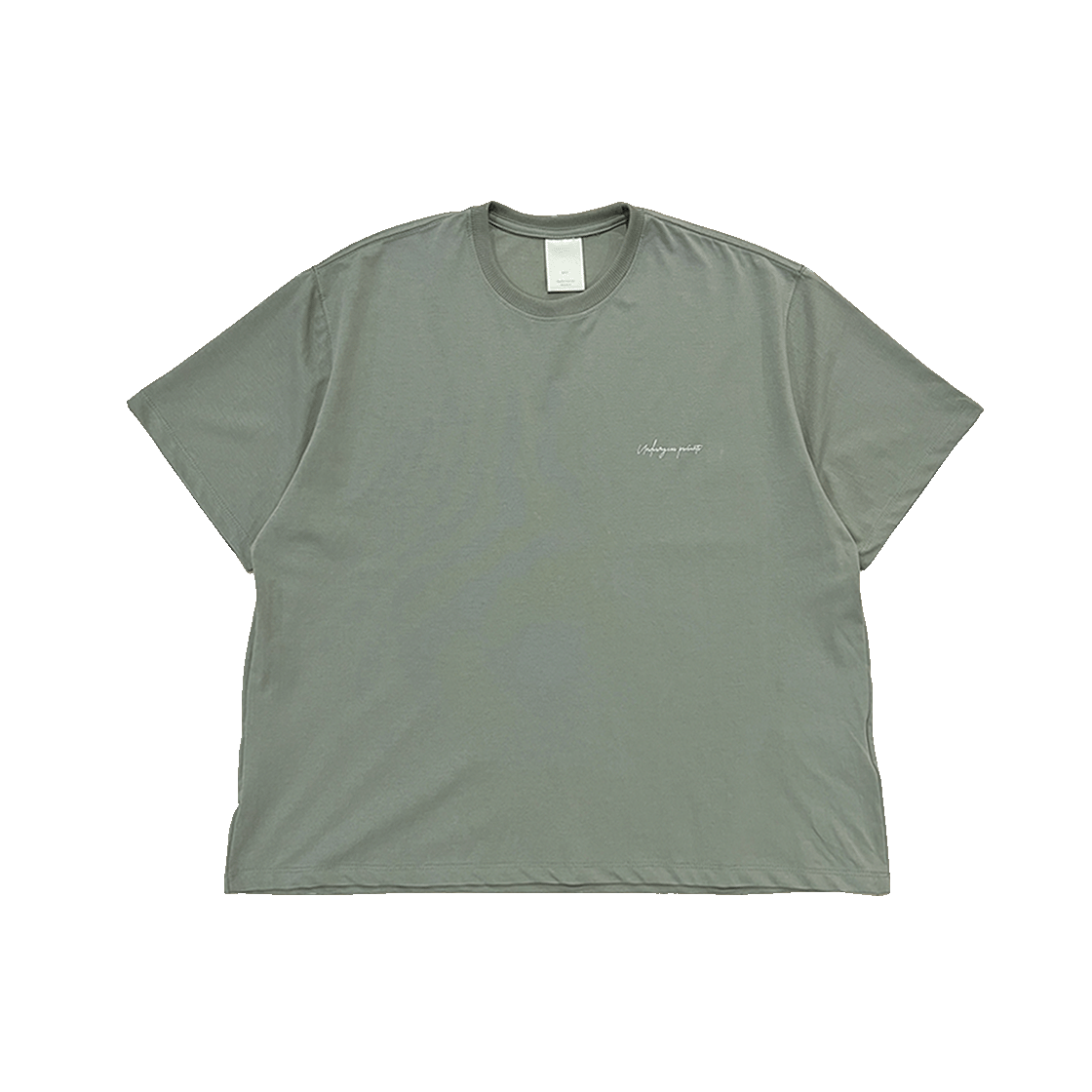 언더마이카 무.103 안티 Fxxking 로고 플레이 와이드 크롭 티셔츠 세이지 그린(Undermycar Mu.103 Anti Fxxking Logo Play Wide Crop T-Shirts Sage Green)