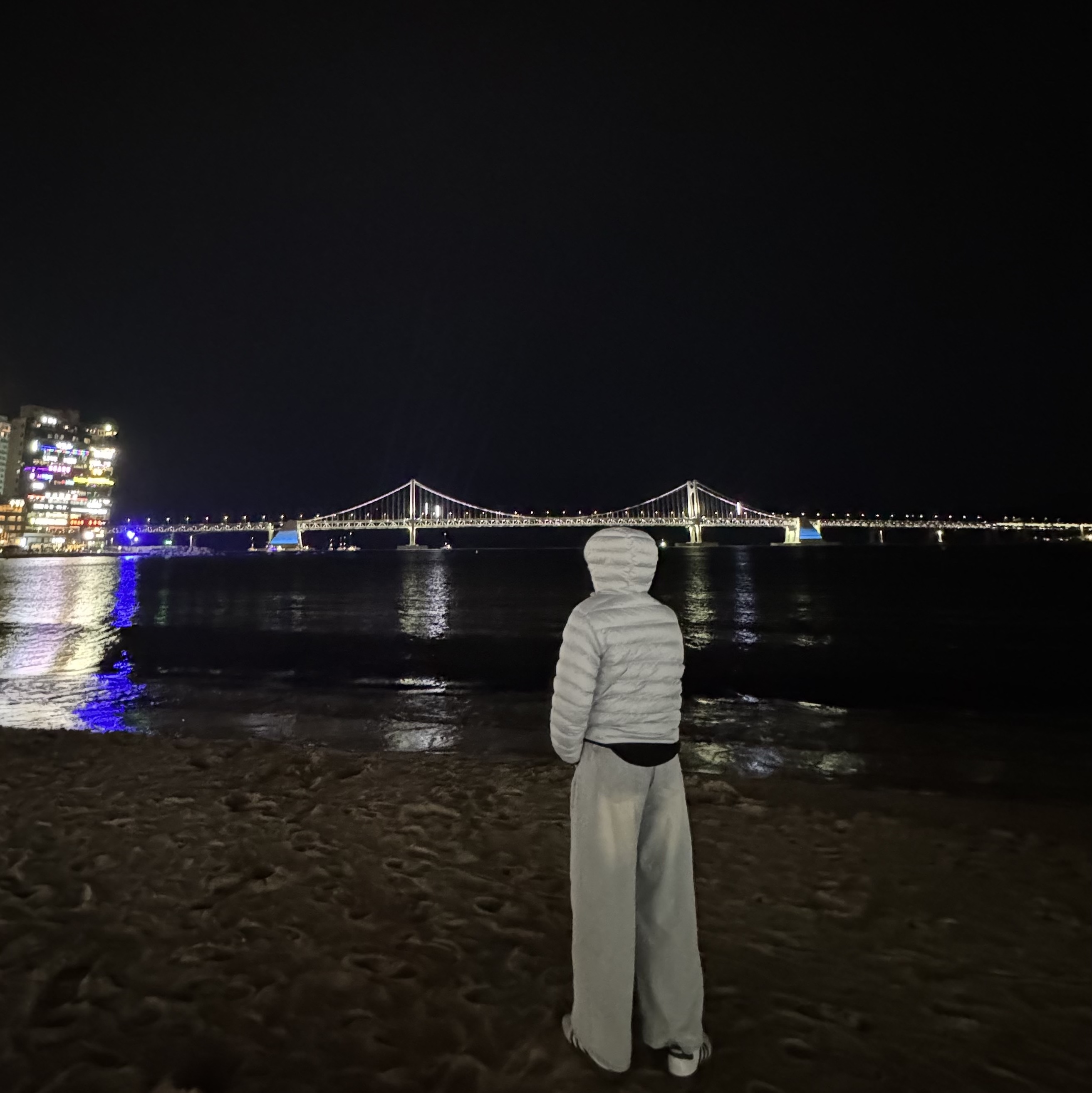 무신사 스탠다드 시티 레저 후드 라이트 다운 자켓 클라우디 블루, 아디다스 스페지알 핸드볼 클라우드 화이트 코어 블랙 착용 스타일