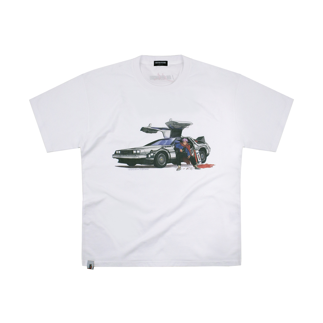 SIZE 1-35AU015502 / SIZE 2-35AU015602 IAMTHEFUTURE Delorean Parody Tee White