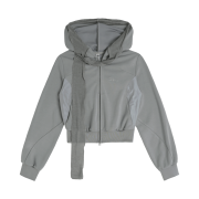 OJOS Muffler Boxer Crop Hoodie Grey