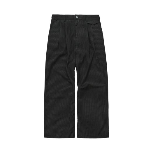 PL5PPT8301B0 Polyteru Pin Striped Trousers Black Washed Wool