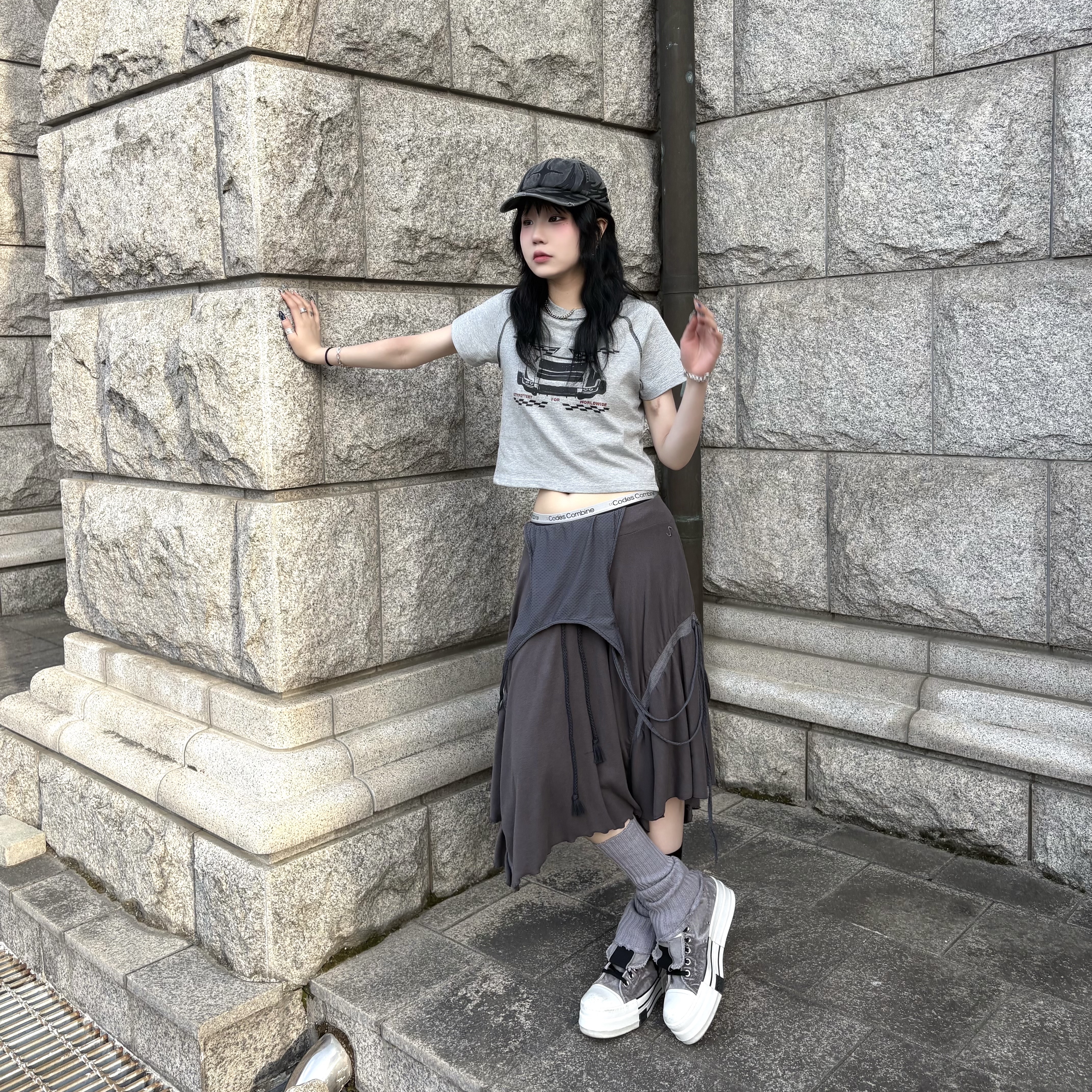 Converse x Drkshdw DBL Drkstar Overdye Chuck 70 Hi Concrete 착용 스타일 - 3