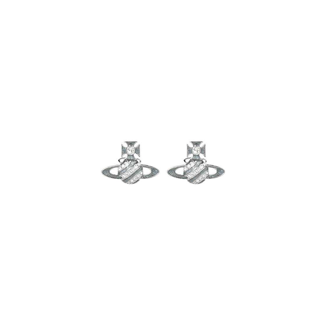 62010365-02P600 (W) Vivienne Westwood Assita Bas Relief Earrings Silver Blue