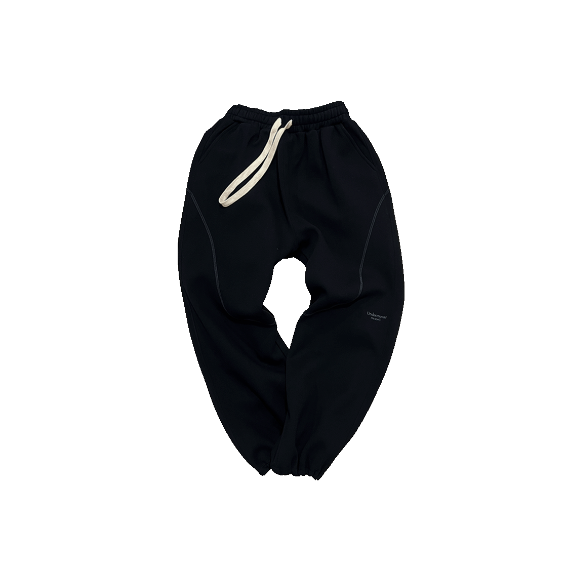 UMCCM112BK Undermycar Mu.112 Original Logo Curve Line Stitch Bonded Sweat Pants Black - #3