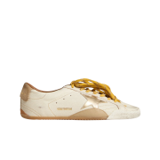 (W) Golden Goose True-Star White Nappa Leather Gold Star Heel Tab Beige