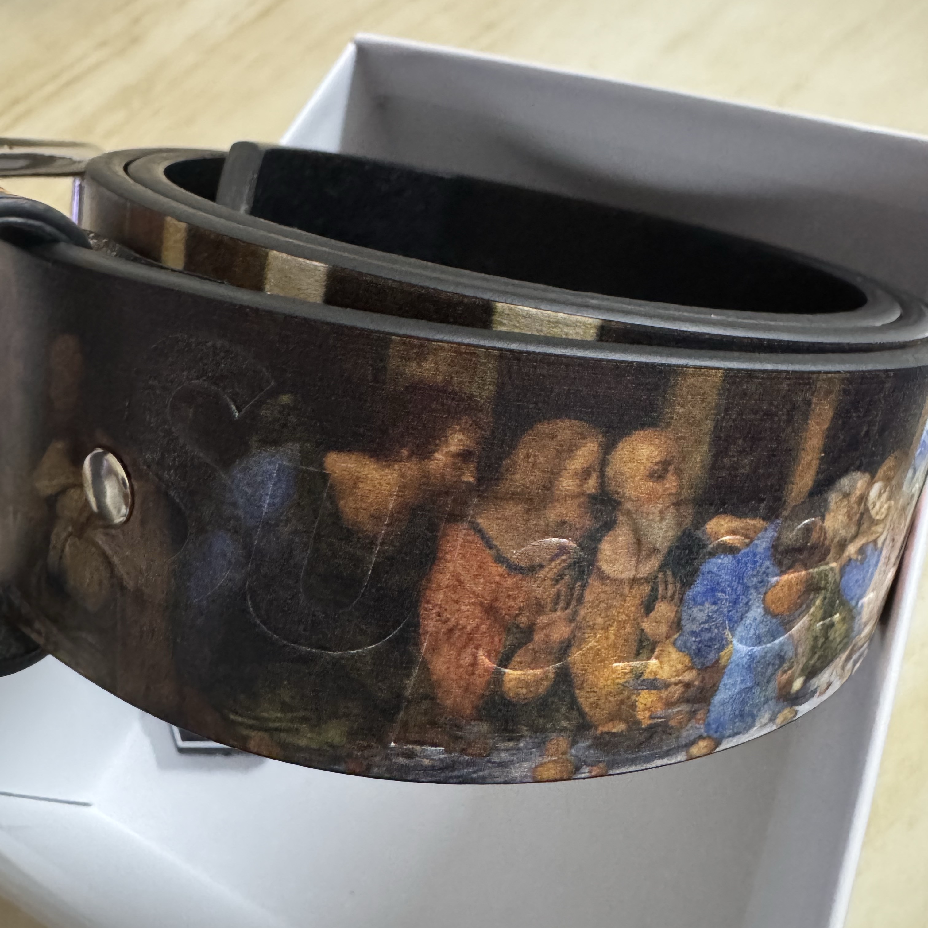 Supreme Last Supper Leather Belt Multicolor - 25SS 착용 스타일