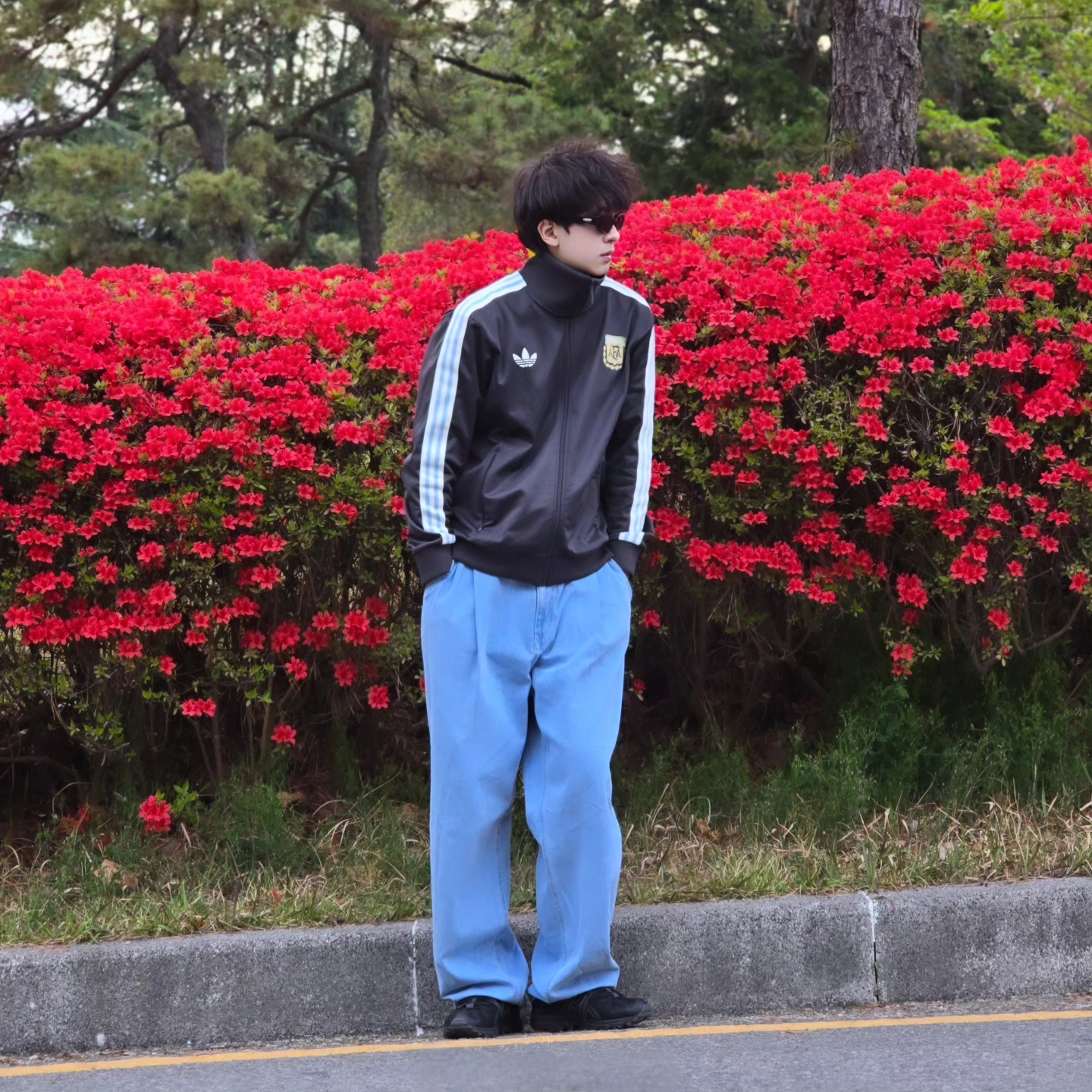 Adidas Argentina Beckenbauer Track Top Utility Black - KR Sizing, Adidas Argentina Beckenbauer Track Top Utility Black - US Sizing 착용 스타일 - 2