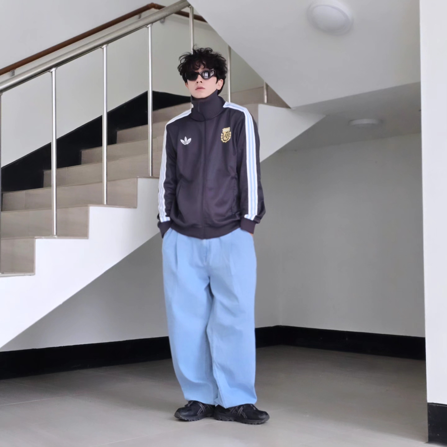 Adidas Argentina Beckenbauer Track Top Utility Black - KR Sizing, Adidas Argentina Beckenbauer Track Top Utility Black - US Sizing 착용 스타일 - 4