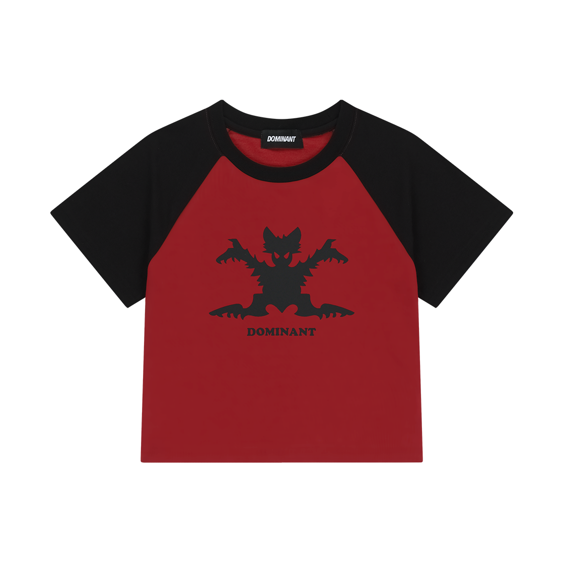 DMNT25SSCTWH05 Dominant Bat Raglan Crop T-Shirt Red
