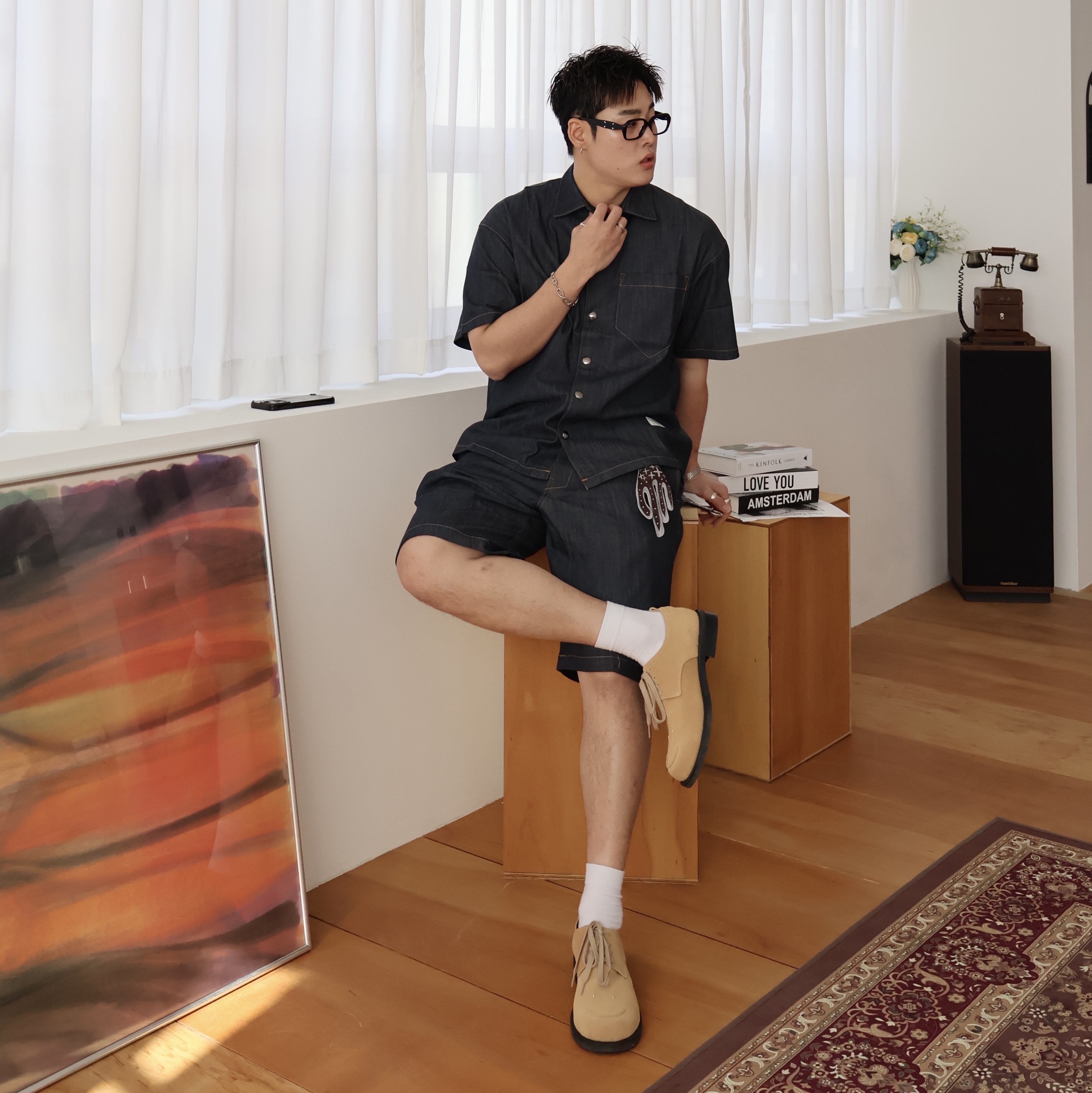 젠틀 몬스터 x 메종 마르지엘라 MM212 블랙 클리어 착용 스타일 - 3
