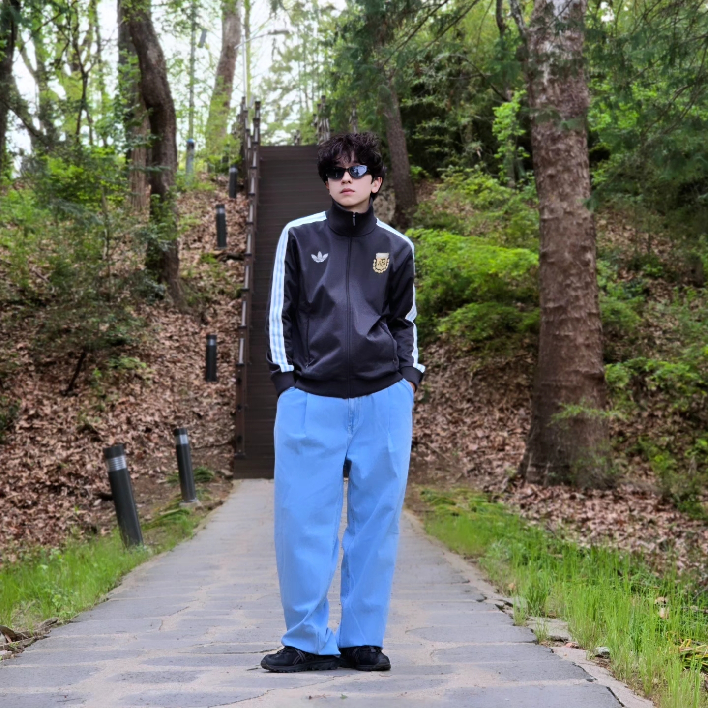 Adidas Argentina Beckenbauer Track Top Utility Black - KR Sizing, Adidas Argentina Beckenbauer Track Top Utility Black - US Sizing 착용 스타일 - 2