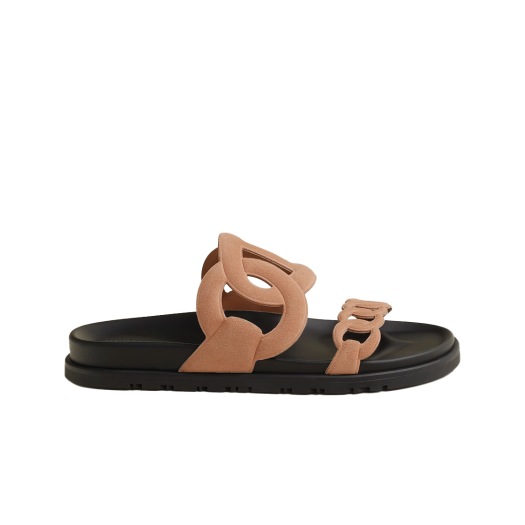 W) 에르메스 엑스트라 샌들 스웨이드 고트스킨 & 죤 토파즈 브룬