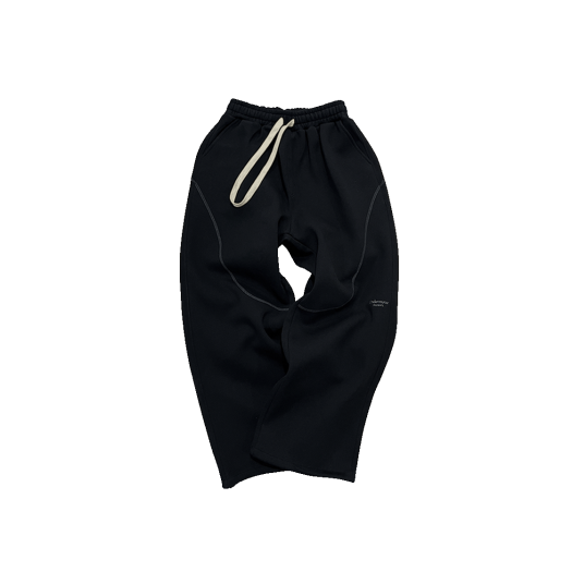 UMCCM112BK Undermycar Mu.112 Original Logo Curve Line Stitch Bonded Sweat Pants Black