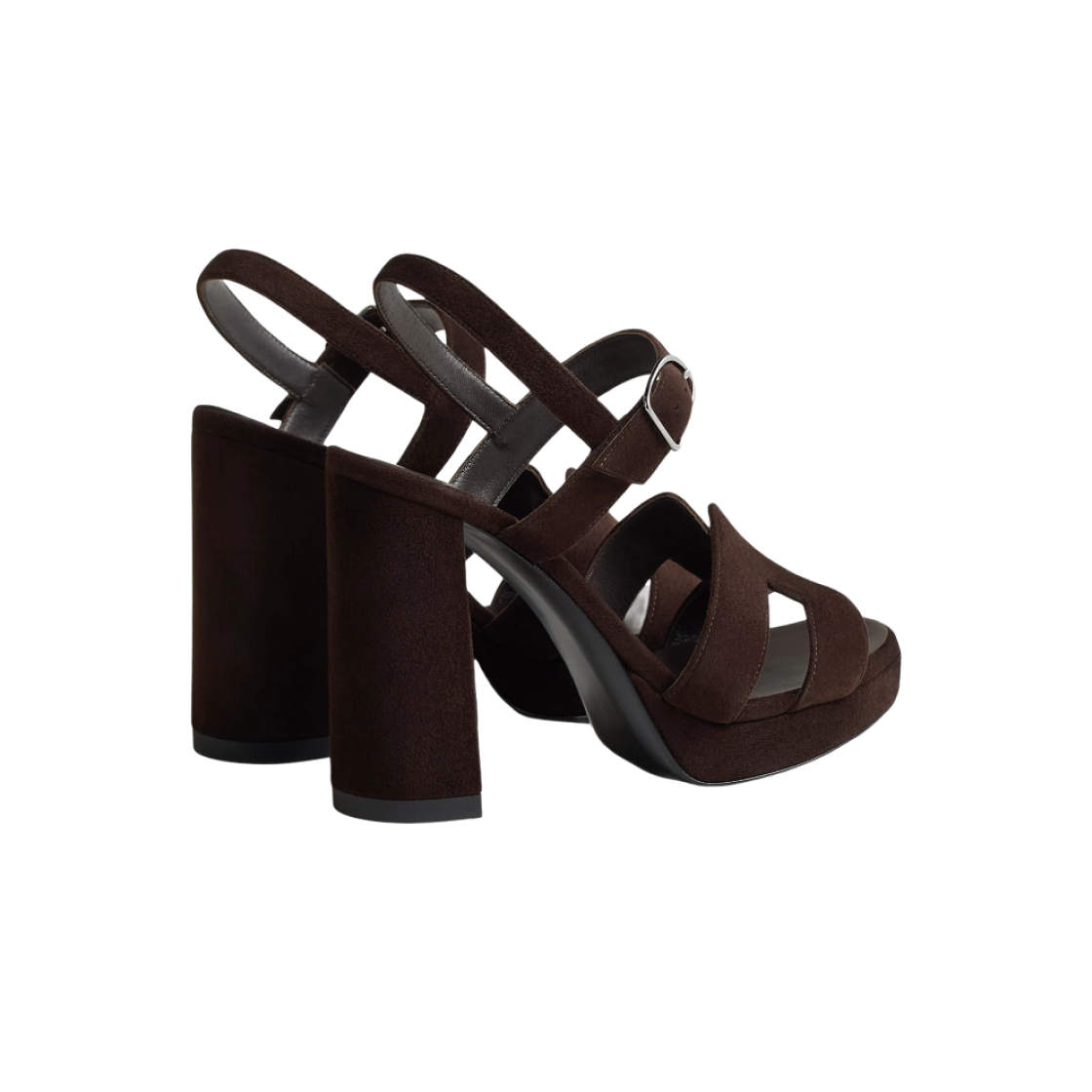 (W) 에르메스 재즈 90 샌들 스웨이드 고트스킨 & 마론 에벤((W) Hermes Jazz 90 Sandal Suede Goatskin & Marron Ebene) - 3
