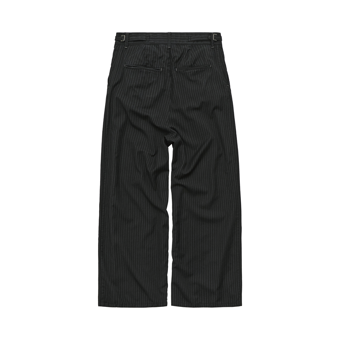 PL5PPT8301B0 Polyteru Pin Striped Trousers Black Washed Wool - #2