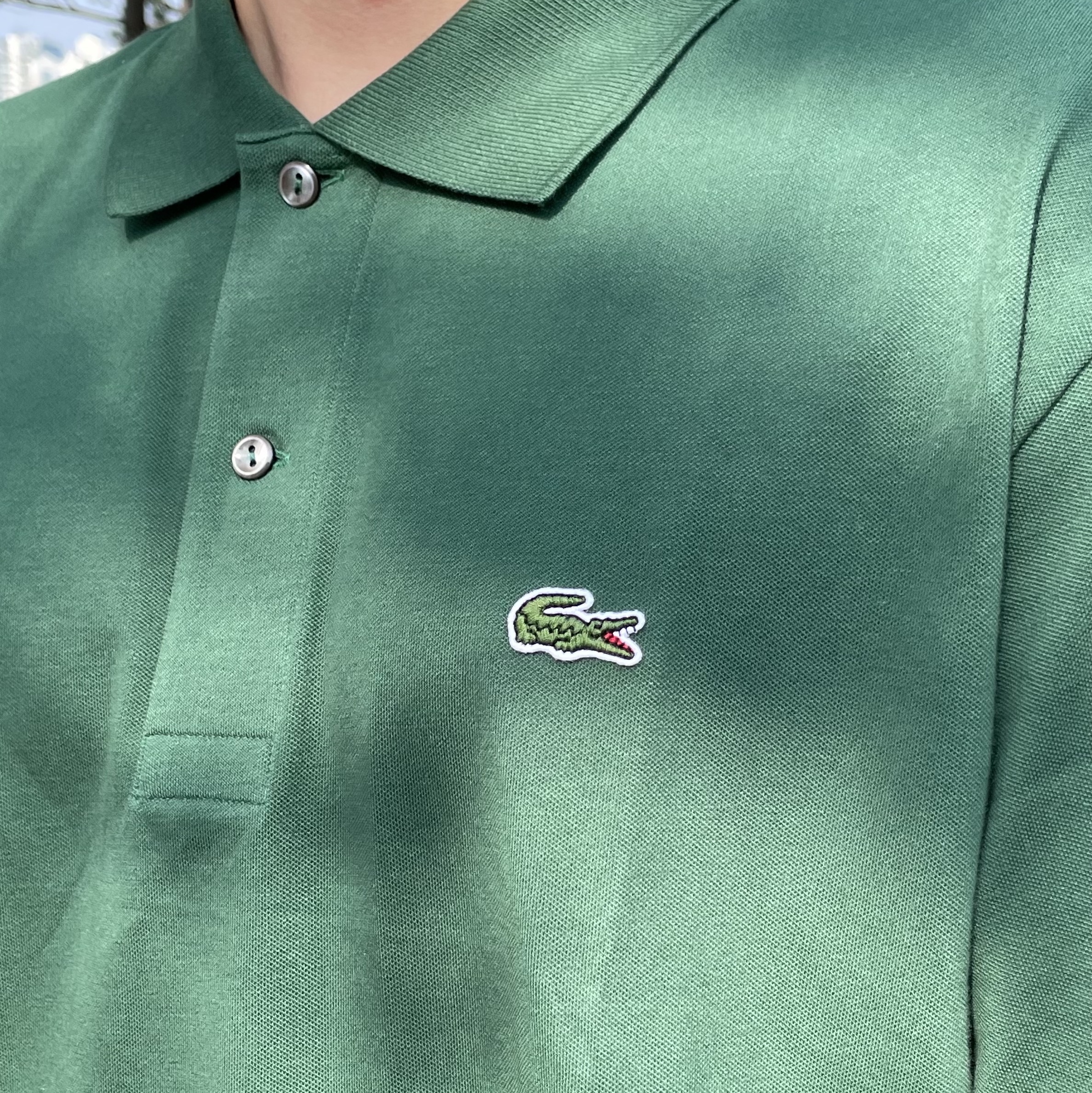 Lacoste Original L.12.12 Pique Polo Shirt Green 착용 스타일 - 2
