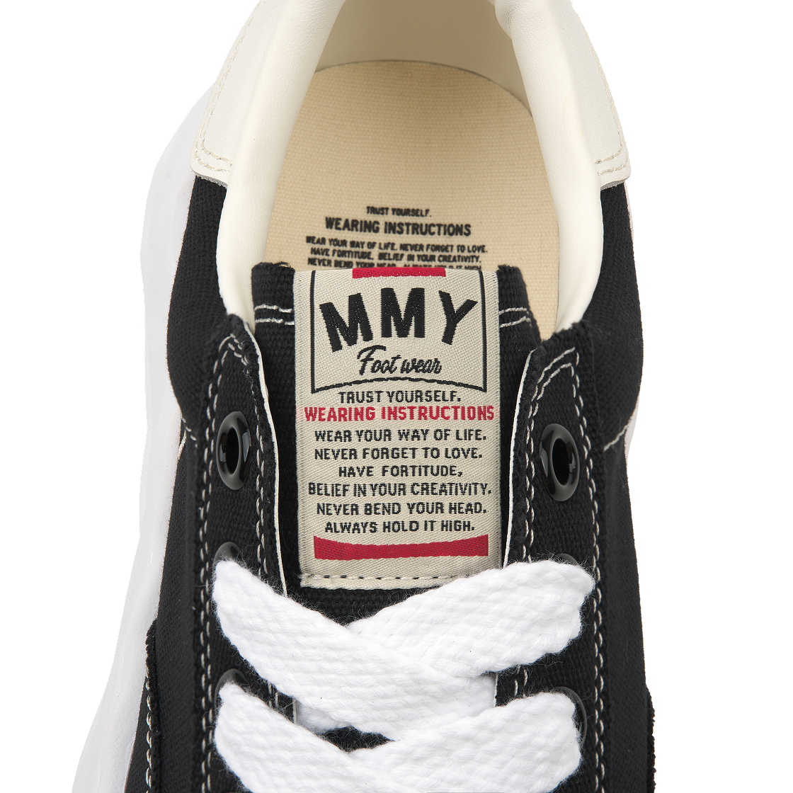 A08FW735-BLACK Maison Mihara Yasuhiro Blakey OG Sole Canvas Low-top Sneakers Black White - #7