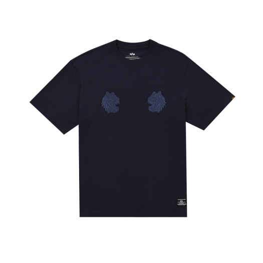 AI25I1000037REB ALPHA INDUSTRIES Tiger Embroidered Tee Replica Blue