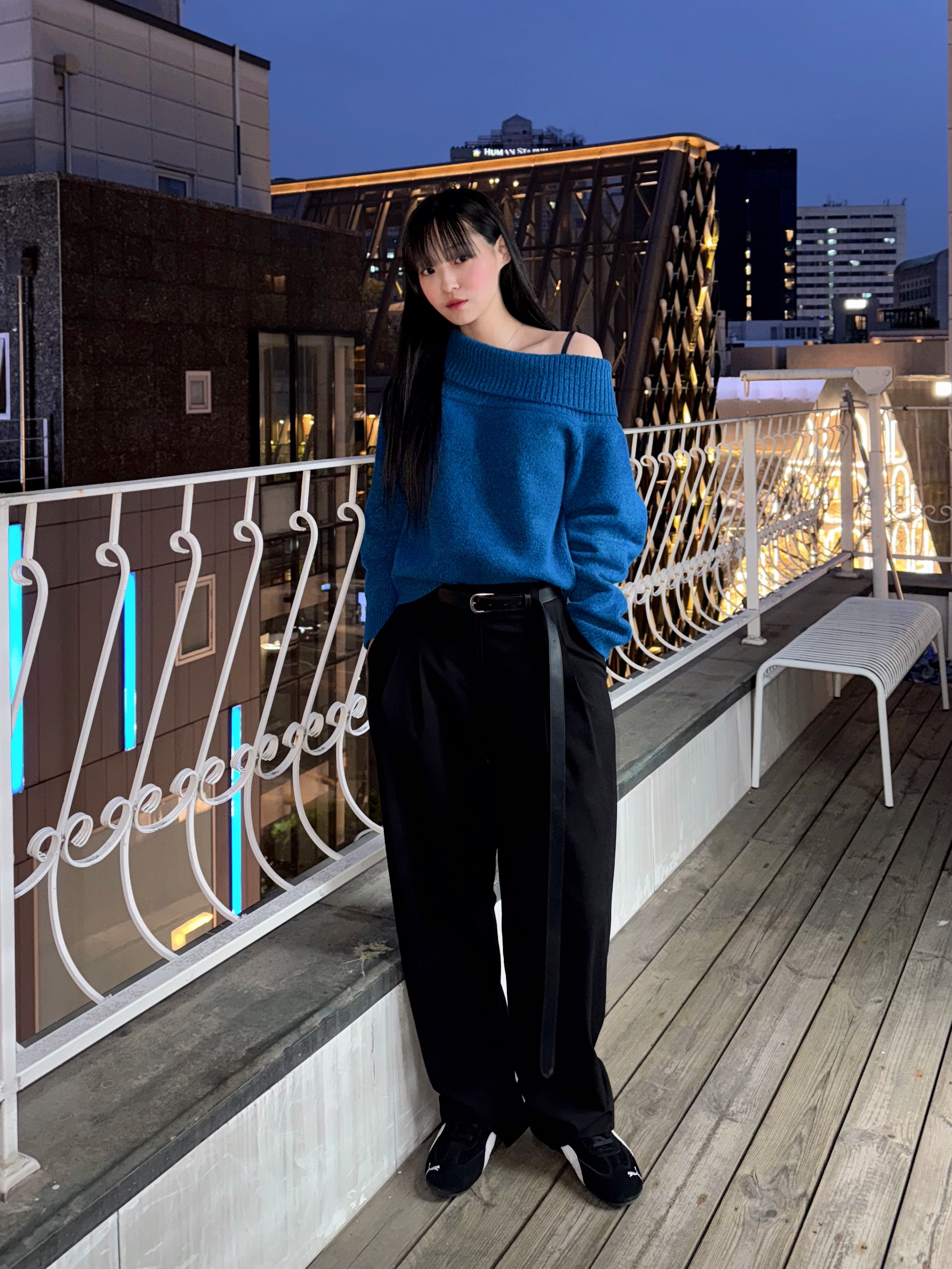푸마 스피드캣 OG 블랙 화이트 착용 스타일 - 1