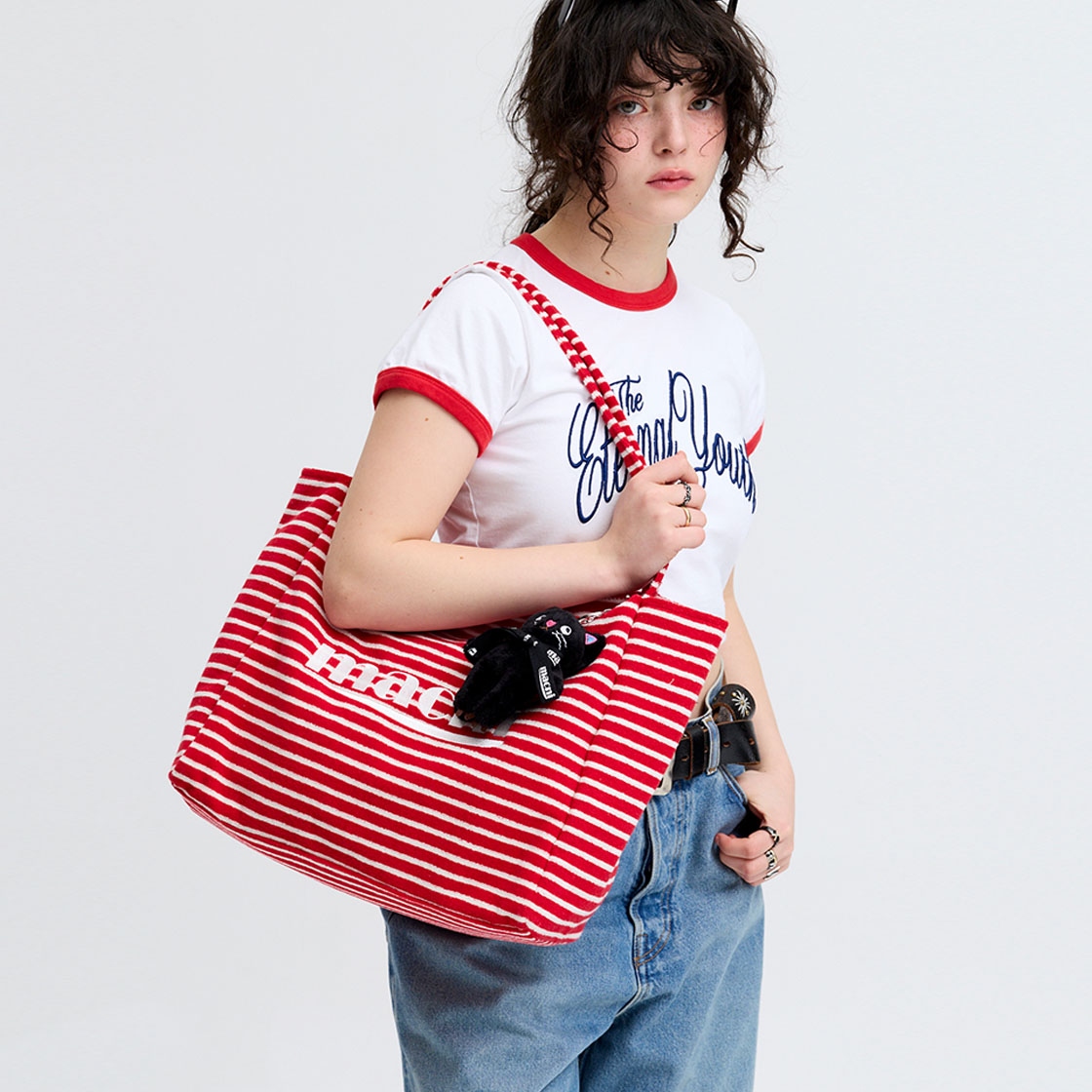 마크니 홀리데이 스트라이프 테리 백 레드(MACNI Holiday Stripe Terry Bag Red) - 2