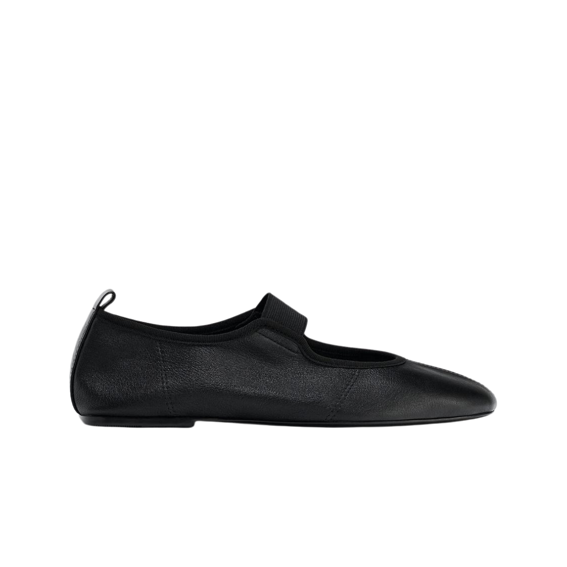 (W) 자라 엘라스틱 레더 발레리나 플랫 블랙((W) Zara Elastic Leather Ballerina Flat Black) - 1