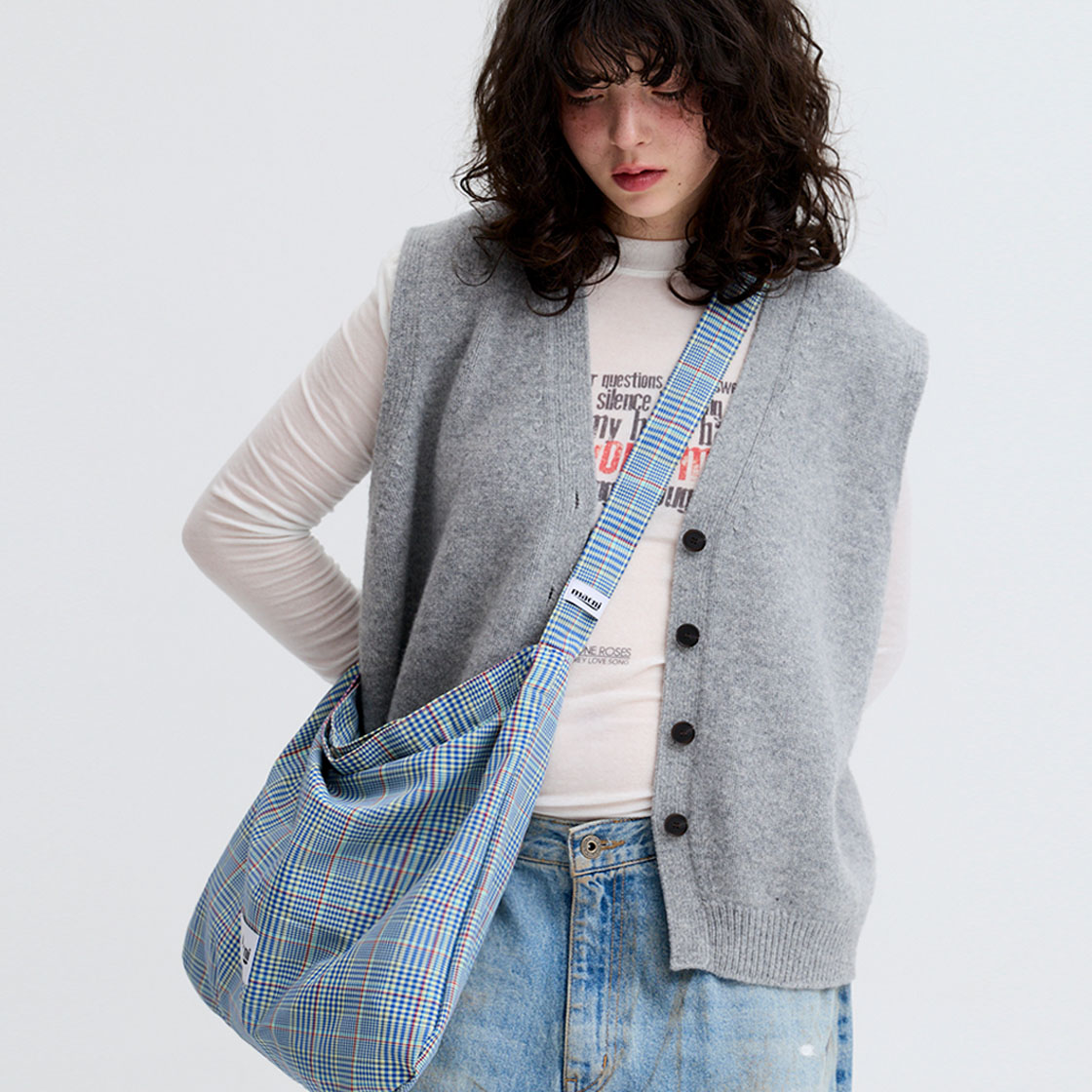 마크니 체커 에코 크로스 백 레몬(MACNI Checker Eco Cross Bag Lemon) - 2