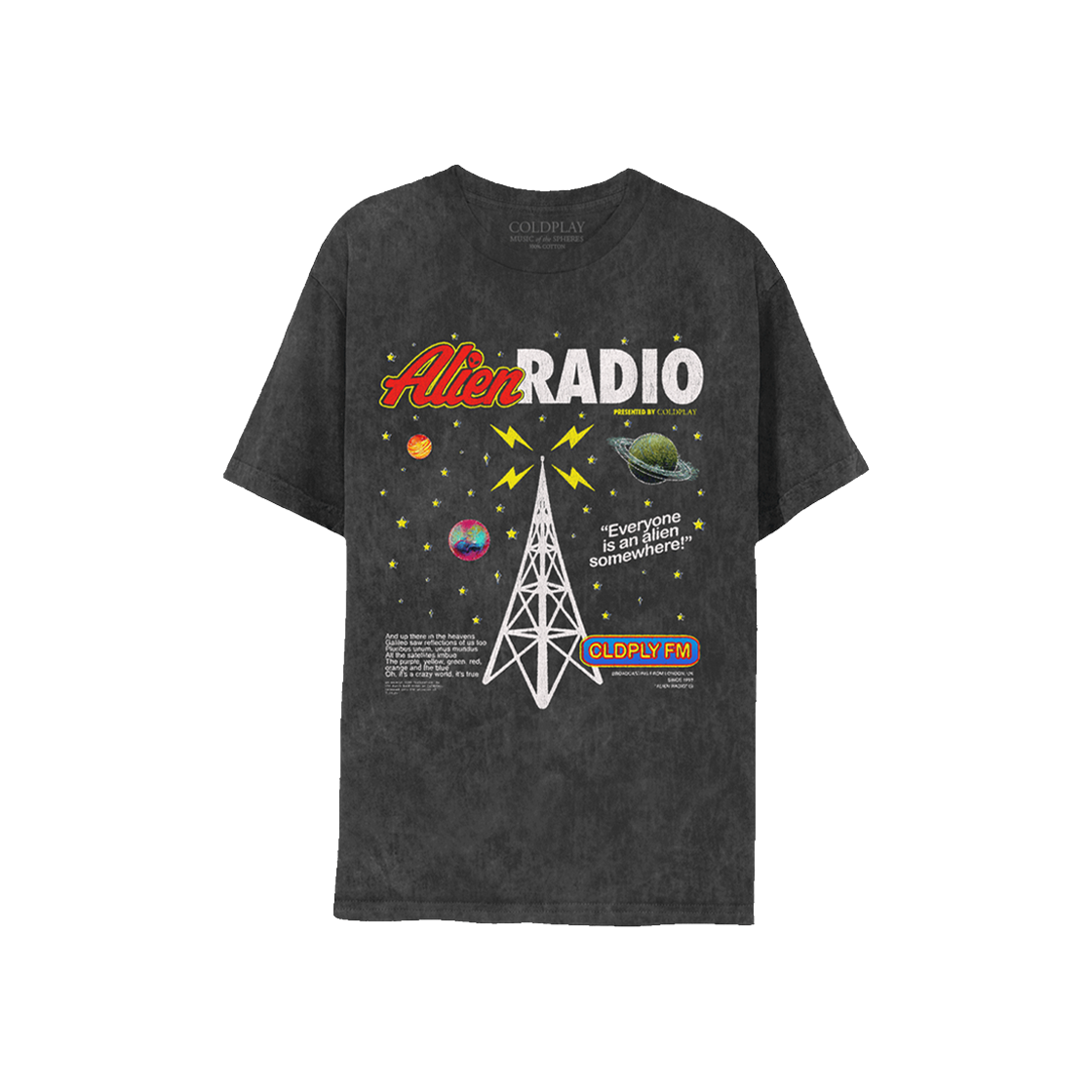 콜드플레이 에일리언 라디오 티셔츠 차콜(Coldplay Alien Radio T-Shirt Charcoal)