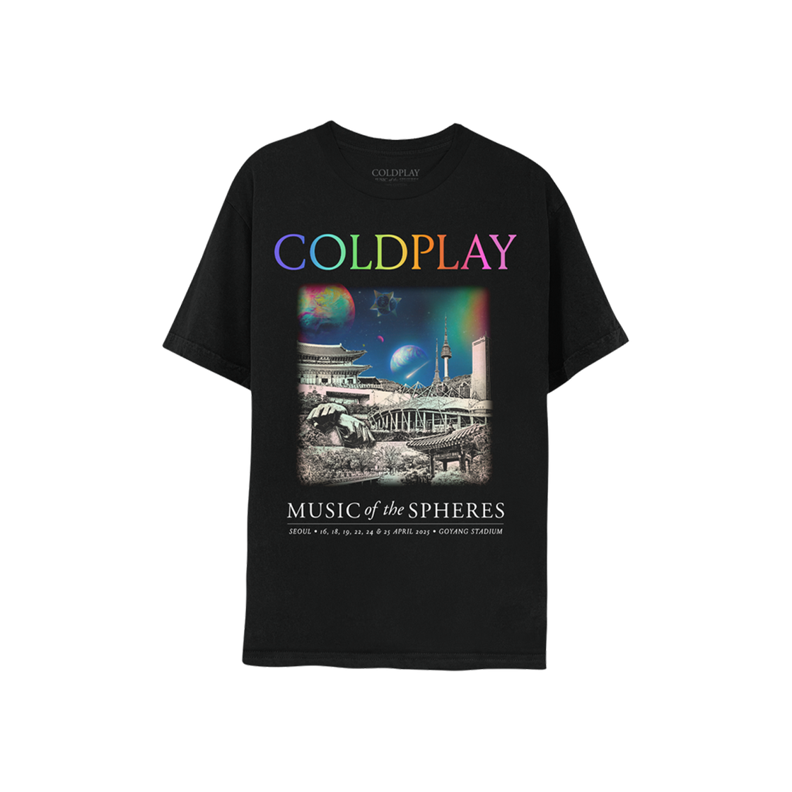 콜드플레이 뮤직 오브 더 스피어스 월드 투어 이벤트 티셔츠 블랙(Coldplay Music of The Spheres World Tour Event T-Shirt Black)