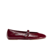 (W) Zara Patent Effect Ballet Flats Red