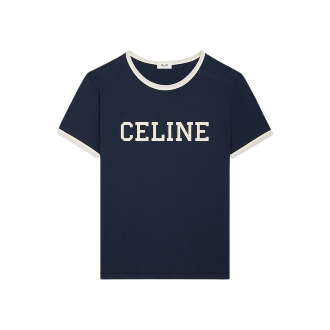 셀린느 코튼 저지 레귤러 티셔츠 워시드 화이트 네이비(Celine Regular T-Shirt in Cotton Jersey Washed White Navy)