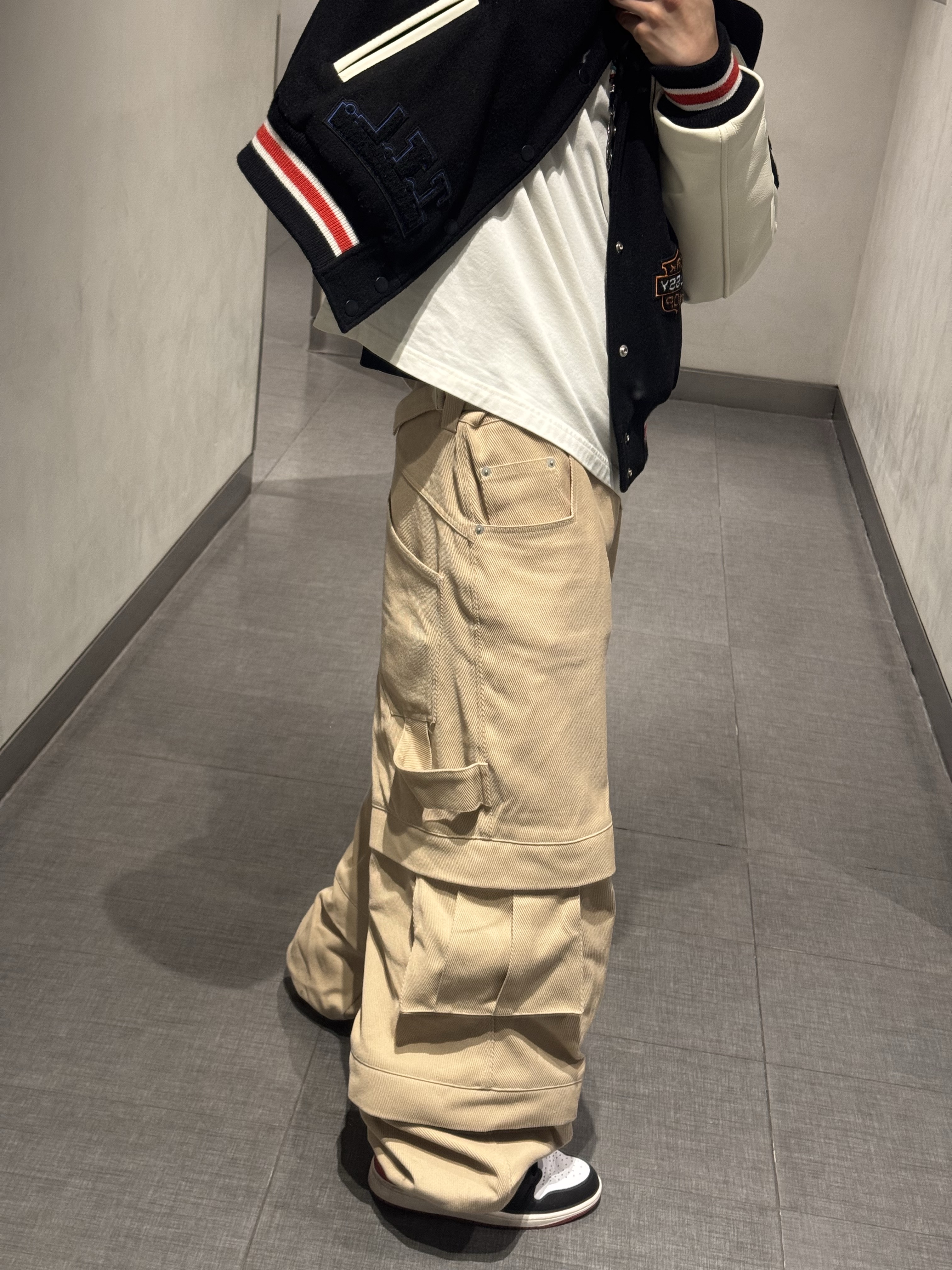 Stussy x Our Legacy x Denim Tears TTL Varsity Jacket Black, Supreme Small Box L/S T-Shirt White - 25SS 착용 스타일