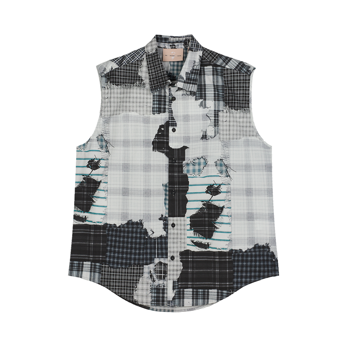 [KREAM 단독] AOD 슬리브리스 체크 셔츠 맨 아스팔트 - 25SS([KREAM 단독] AOD Sleeveles Check Shirt Man Asphalt - 25SS)