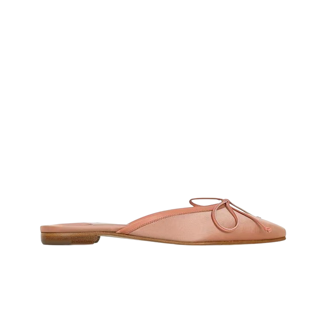 125-2935-0001 (W) Manolo Blahnik Ballerimu Satin Flat Mules Natural