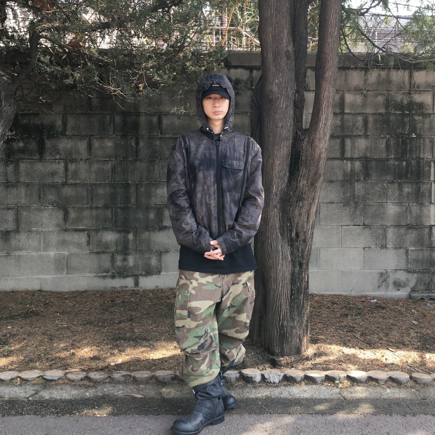 [6% 적립] NegativeThree  Slouchy Long Boots Washed Black 착용 스타일 - 4