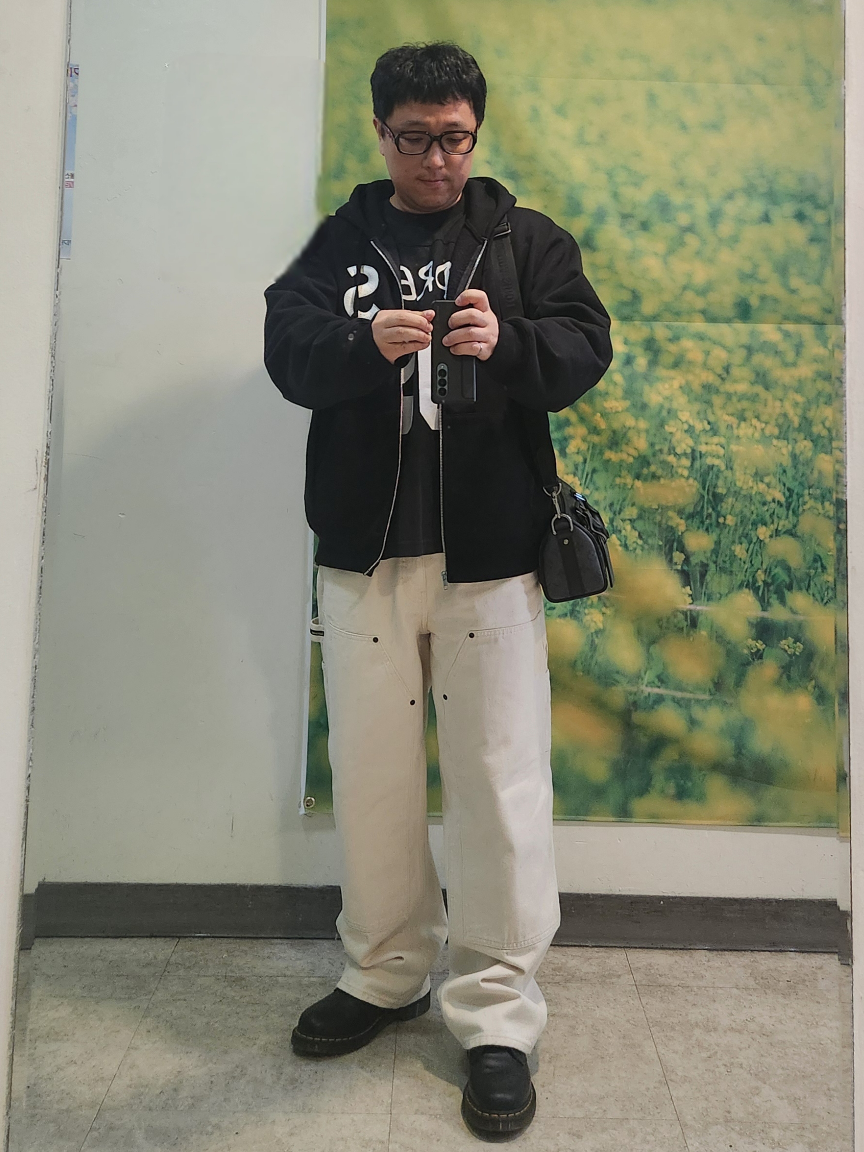 Supreme Double Knee Painter Pant Natural - 24FW, Supreme 99 LS Football Top Black - 24SS 착용 스타일 - 1