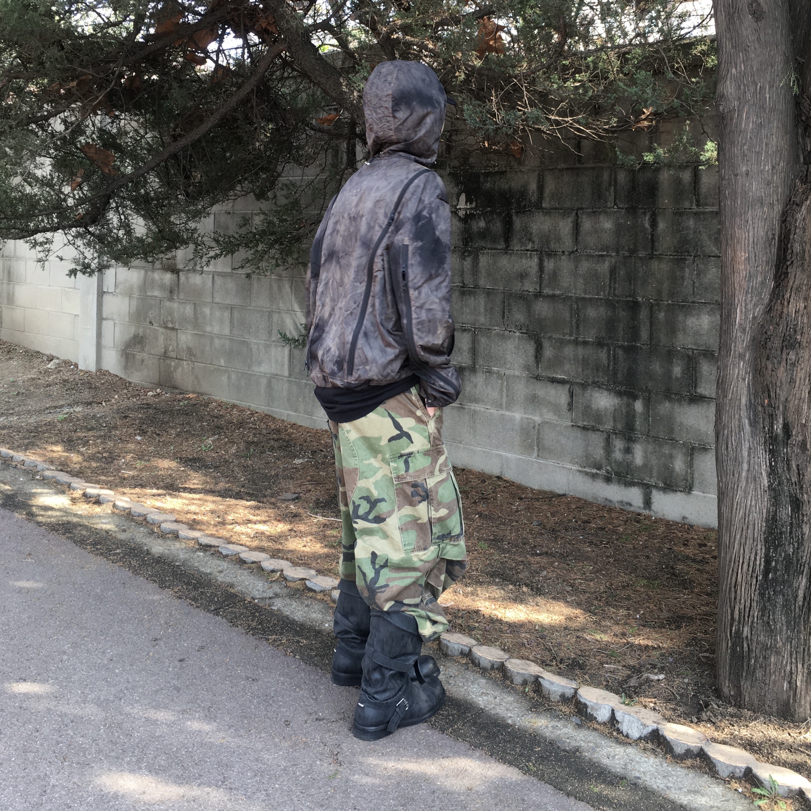 [6% 적립] NegativeThree  Slouchy Long Boots Washed Black 착용 스타일 - 6