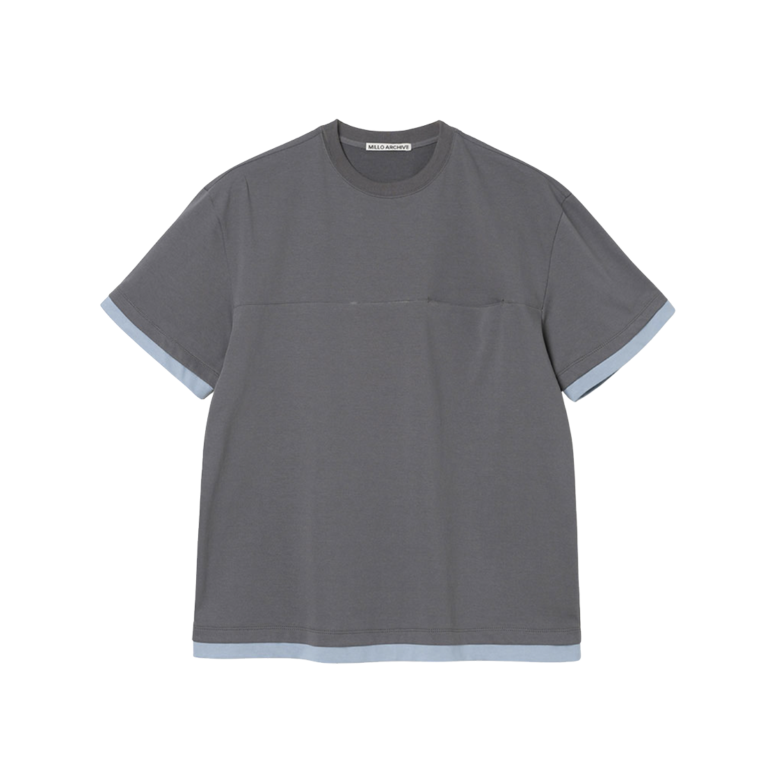 밀로 아카이브 더블 레이어드 포켓 티셔츠 차콜
