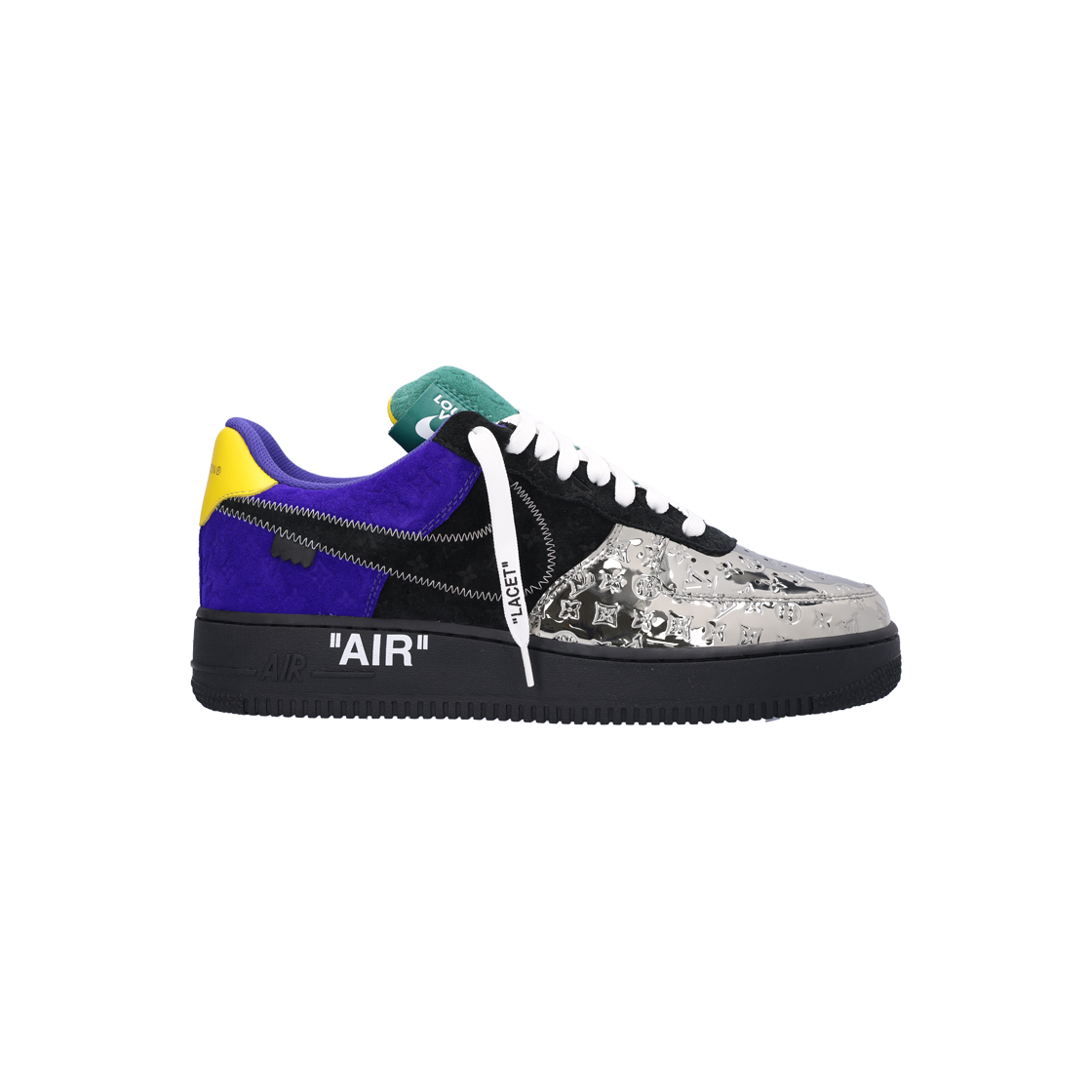 루이비통 x 나이키 1A9VCE 에어포스 1 로우 바이 버질 아블로 멧 실버 블랙 9(Louis Vuitton x Nike Air Force 1 Low by Virgil Abloh Matte Silver Black 9)