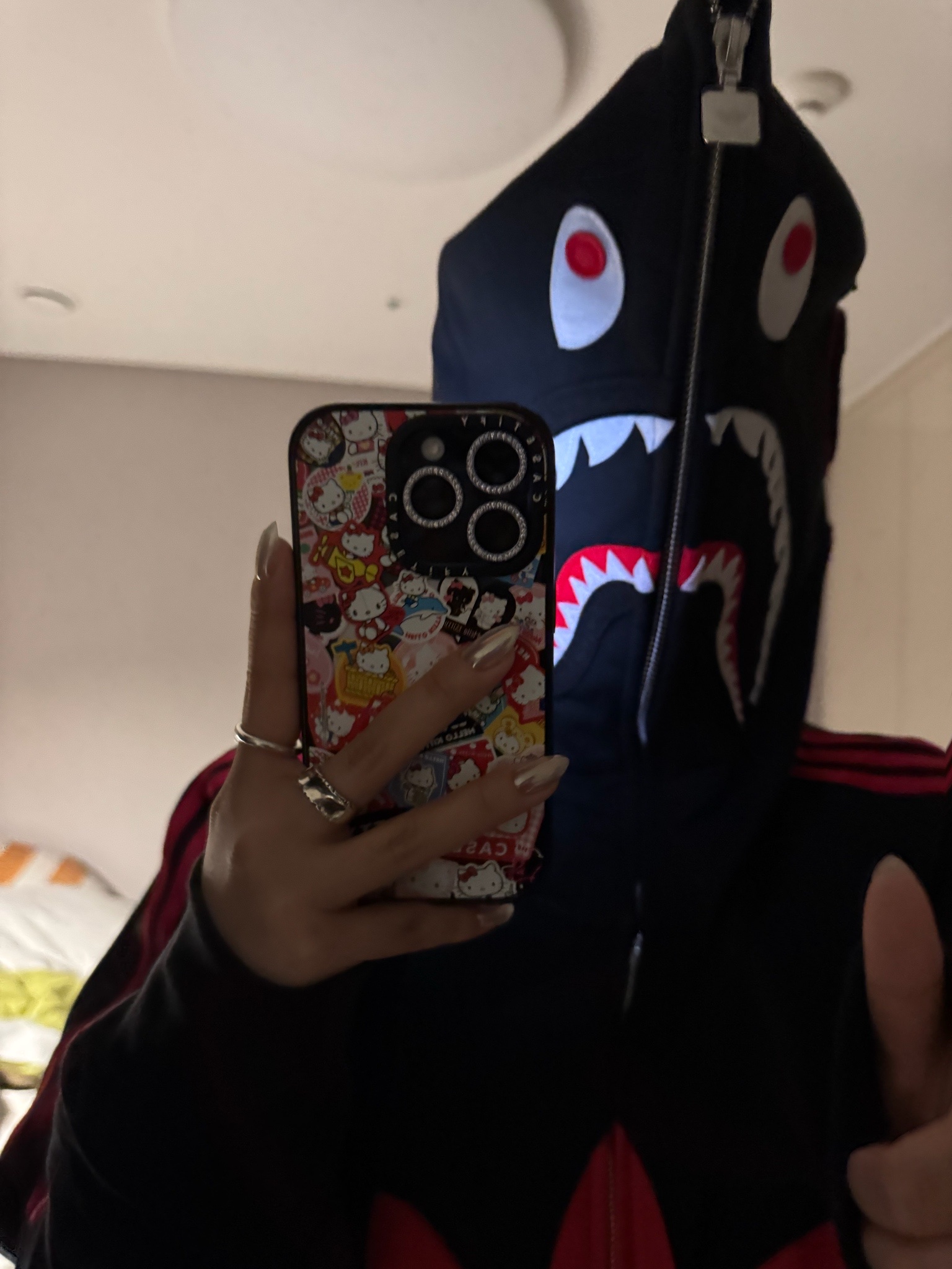 Adidas x BAPE Ultimate Shark Hoodie Black - KR Sizing 착용 스타일 - 5
