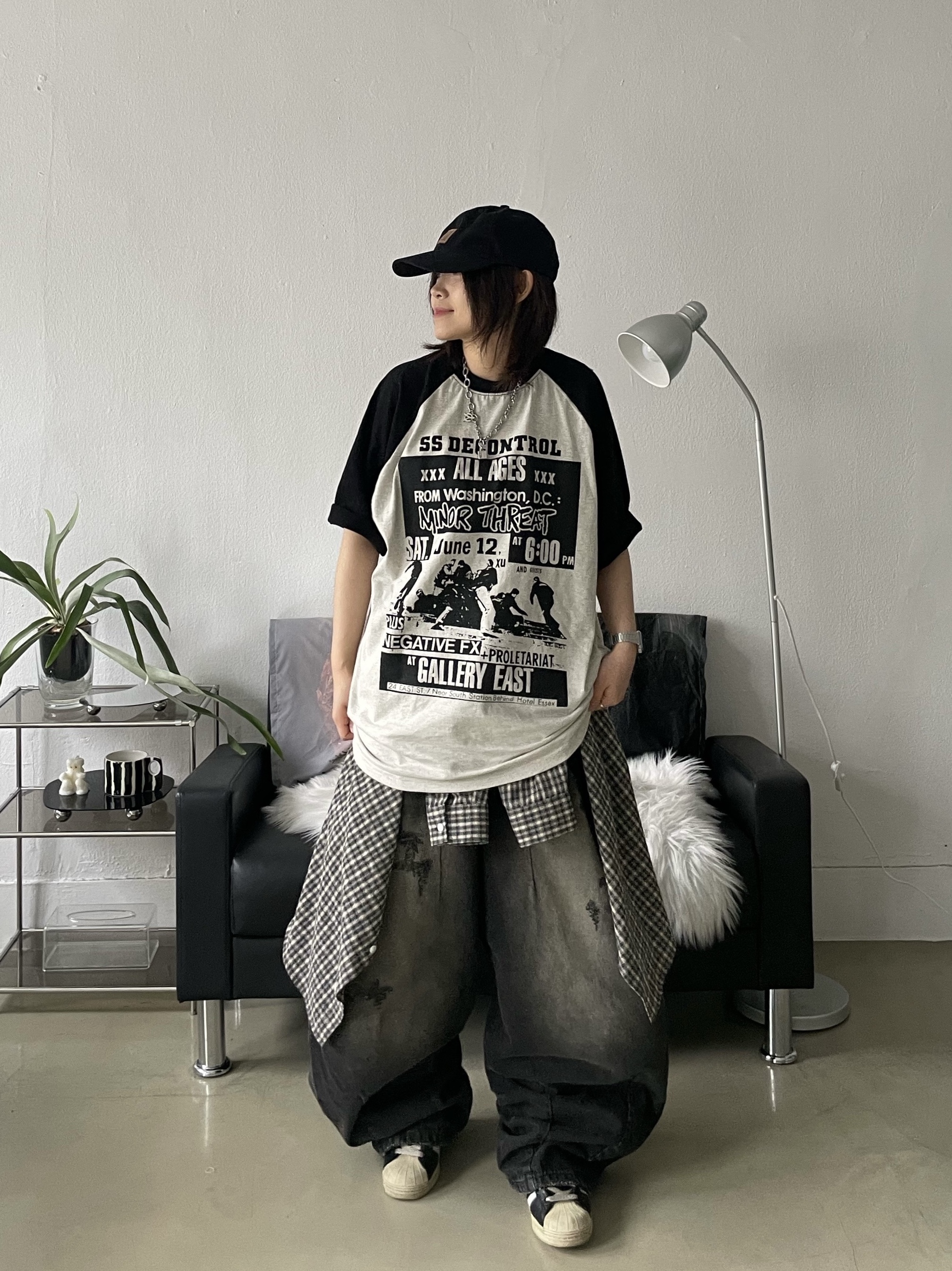 Carhartt Canvas Cap Black, Adidas Superstar Premium Black White 착용 스타일 - 2